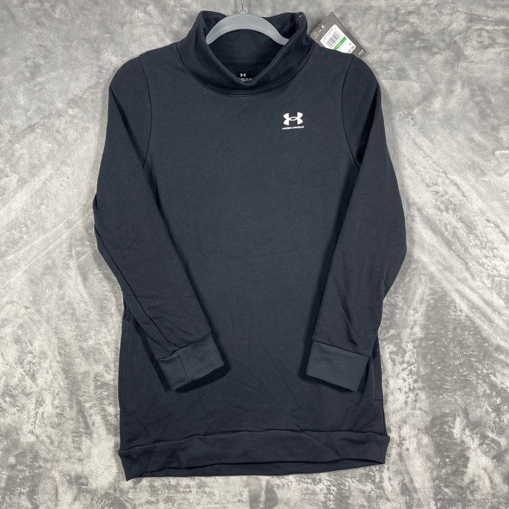 Under Armour Girls Rival Fleece Funnel Neck Tunic‎ Top Black YLG J-G NEW